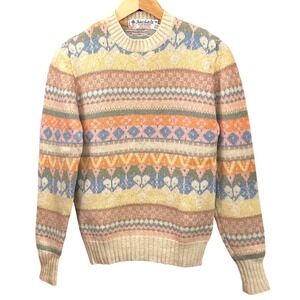 Vintage Shetland Wool Fair Isle Sweater Robert Scott Scotland Womens 36